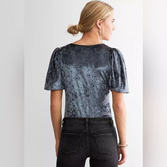 Free People  Bodysuit DON'T YOU WISH velvet BODYSUIT NWOT small. New - Picture 11 of 12